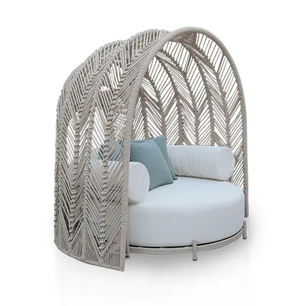 Chaise Redonda para Área Externa com Cúpula em Corda Náutica e Estofado Premium