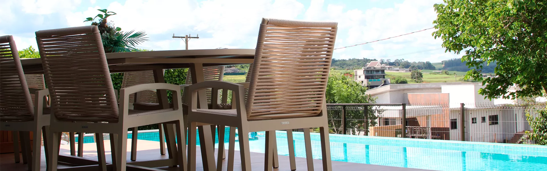 Conjuntos de Jantar e Ombrelones para Piscina | Fibrillare